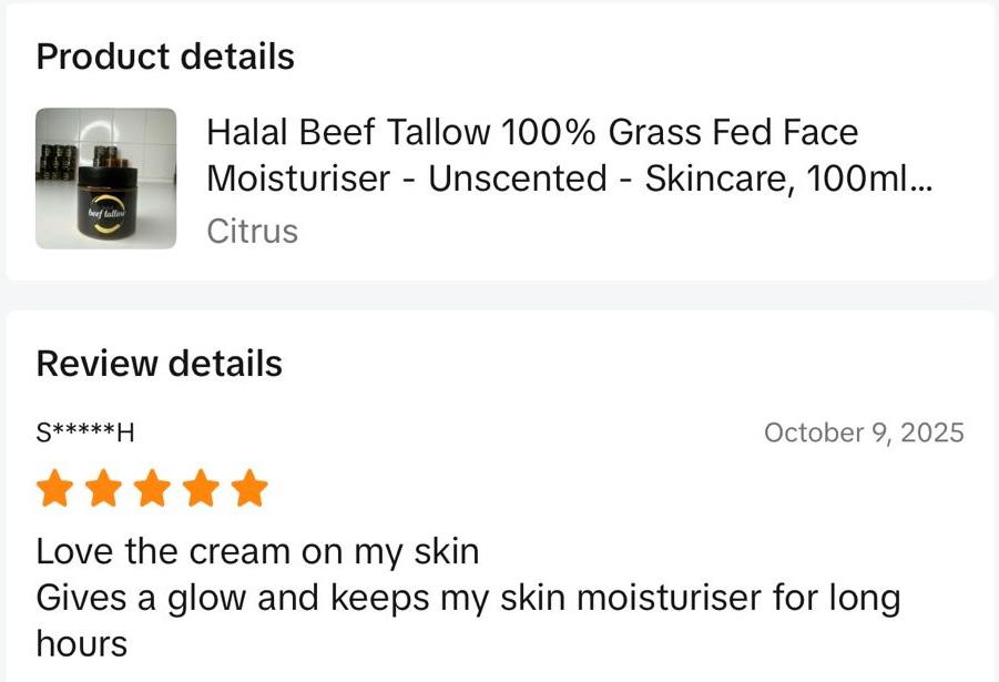 Syncare Halal Beef Tallow Balm — 100% Grass-Fed with Essential Oils citrus oil