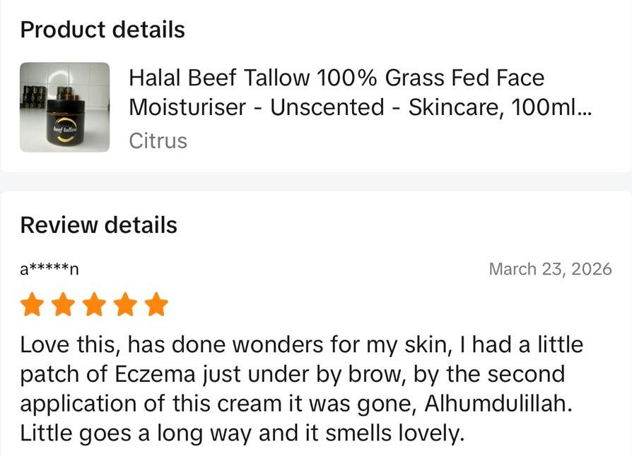 Syncare Halal Beef Tallow Balm — 100% Grass-Fed with Essential Oils citrus oil